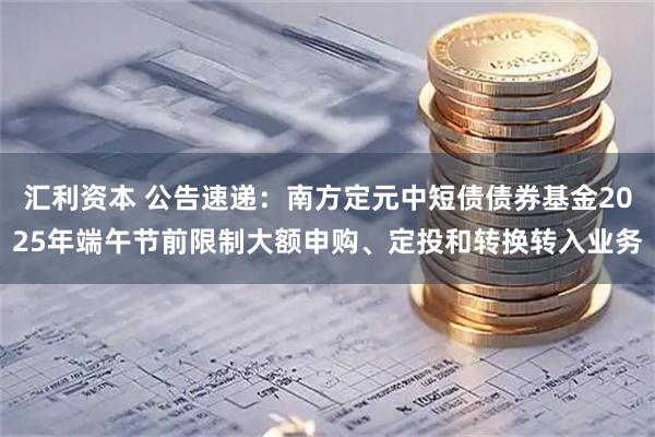 汇利资本 公告速递：南方定元中短债债券基金2025年端午节前限制大额申购、定投和转换转入业务